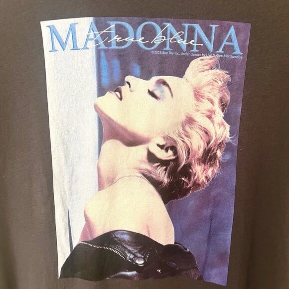 Madonna True Blue Graphic T Shirt H&M Divided Dark Gray Band Tee Women’s Large - Picture 2 of 5